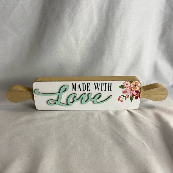 ⚪️ Made with love rolling pin art decor - Picture 1 of 6